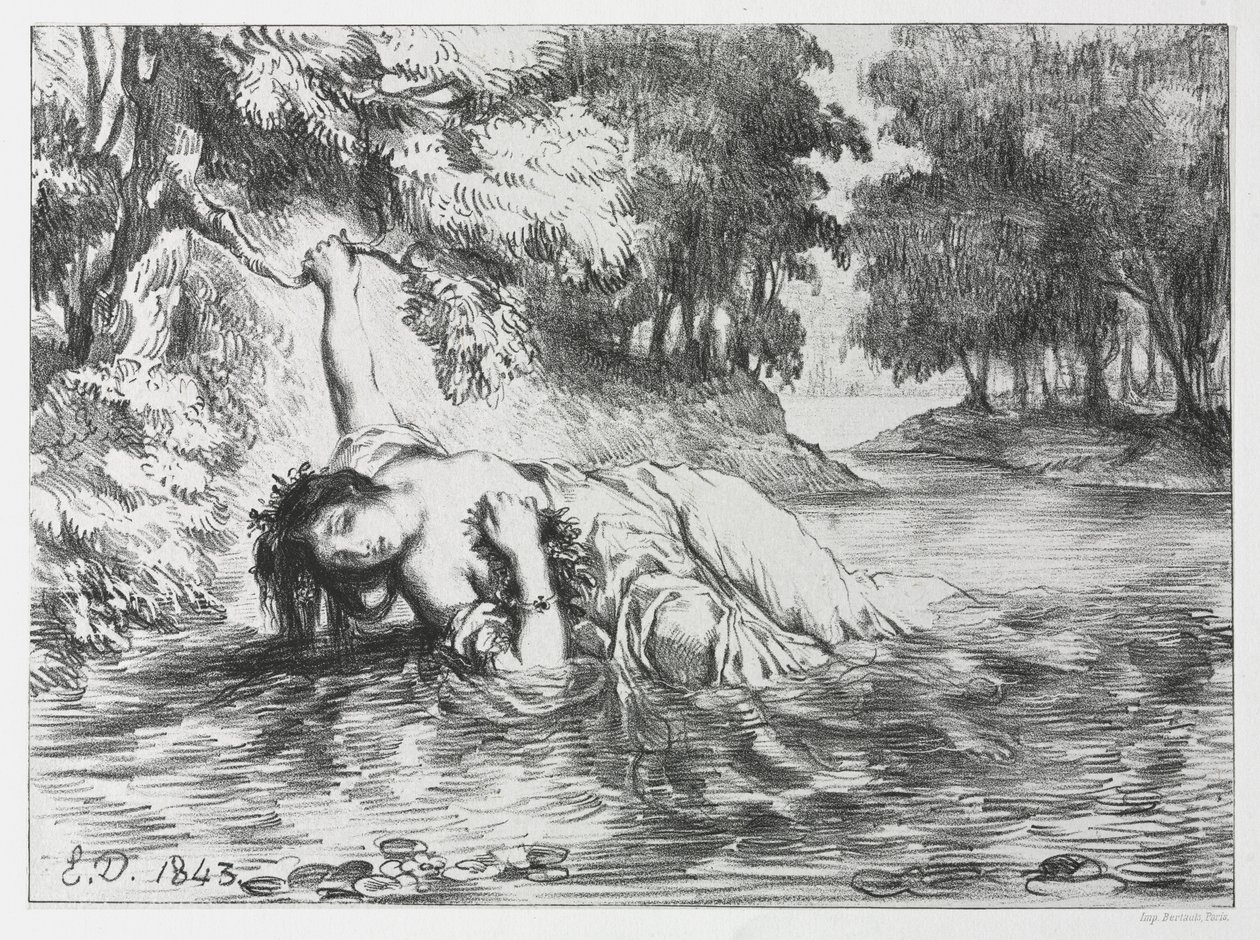 Hamlet: Der Tod von Ophelia, 1843 von Eugène Delacroix