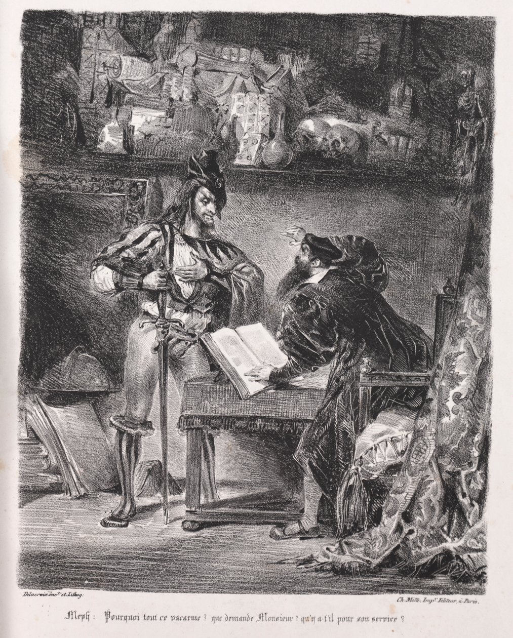 Illustrationen zu Faust: Mephistopheles besucht Faust von Eugène Delacroix