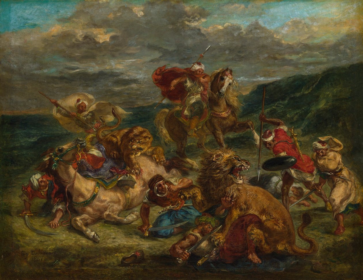 Löwenjagd von Eugène Delacroix