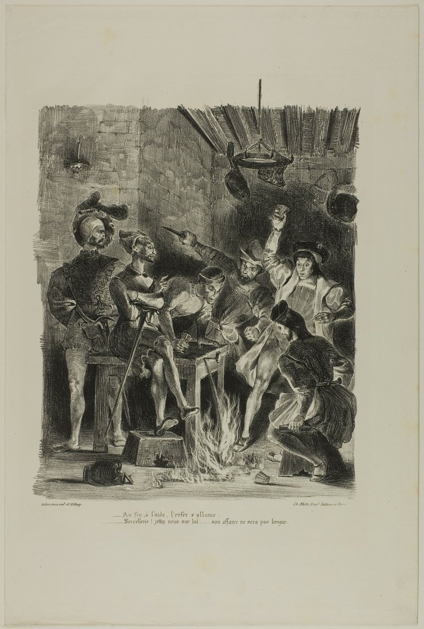 Mephistopheles im Studentenwirtshaus, aus Faust von Eugène Delacroix