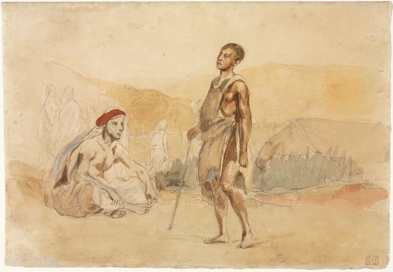 Marokkaner auf dem Land von Eugène Delacroix