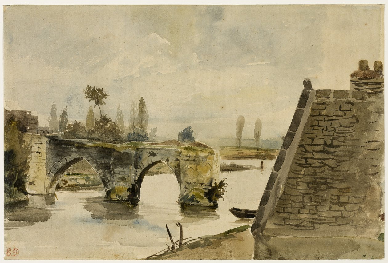 Die alte Brücke in Nantes von Eugène Delacroix