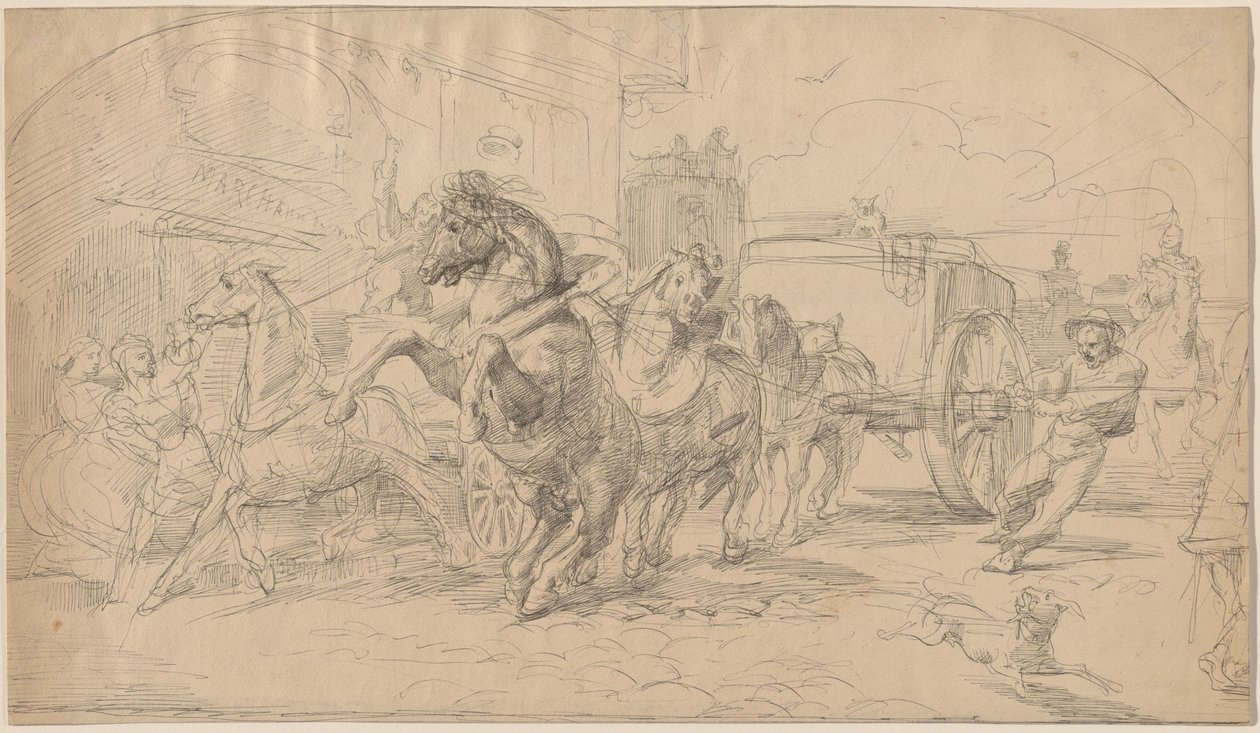 Die durchgehende Kutsche, 1830er von Eugène Delacroix