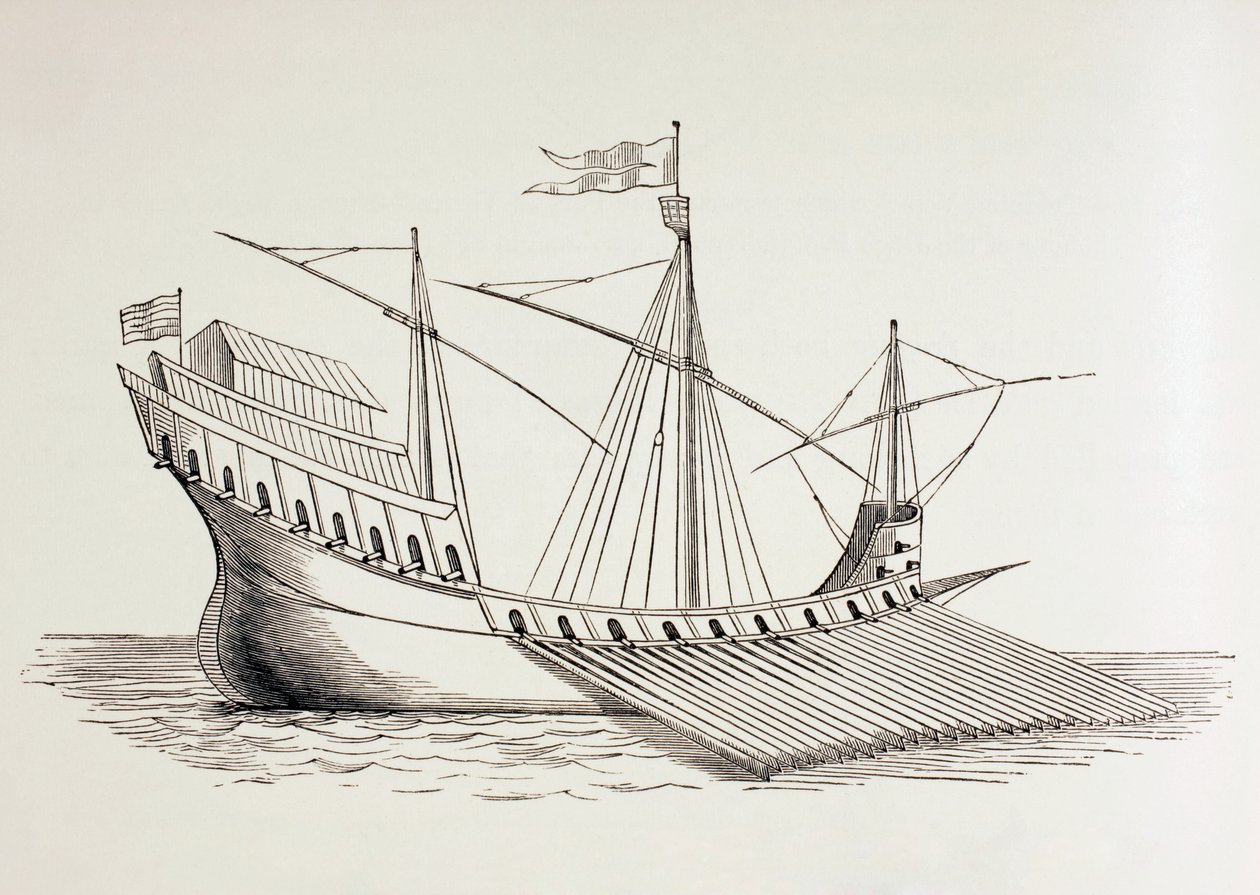 Galeere aus dem sechzehnten Jahrhundert, um 1880 von European School