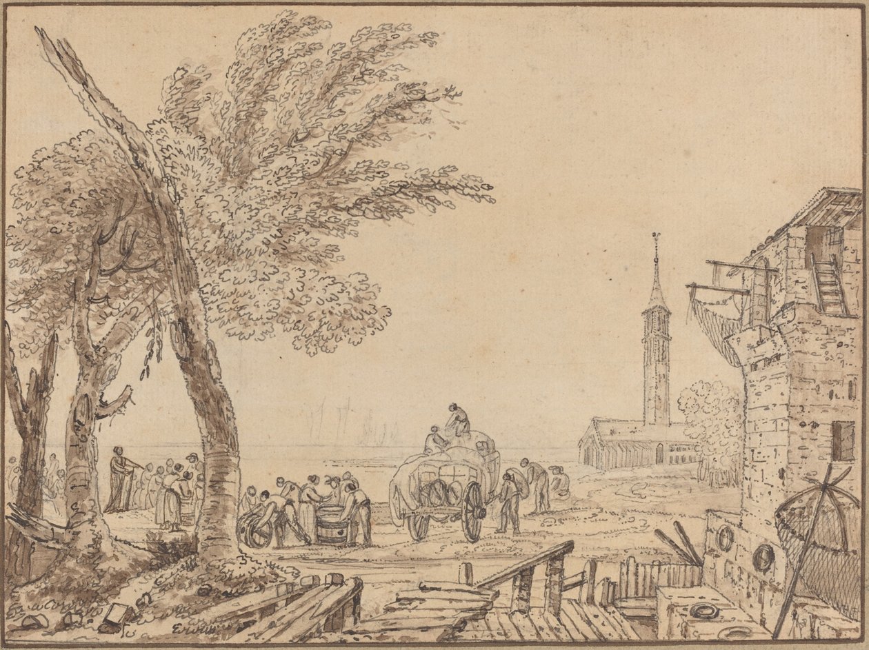 Ansicht eines Hafens von European 18th Century