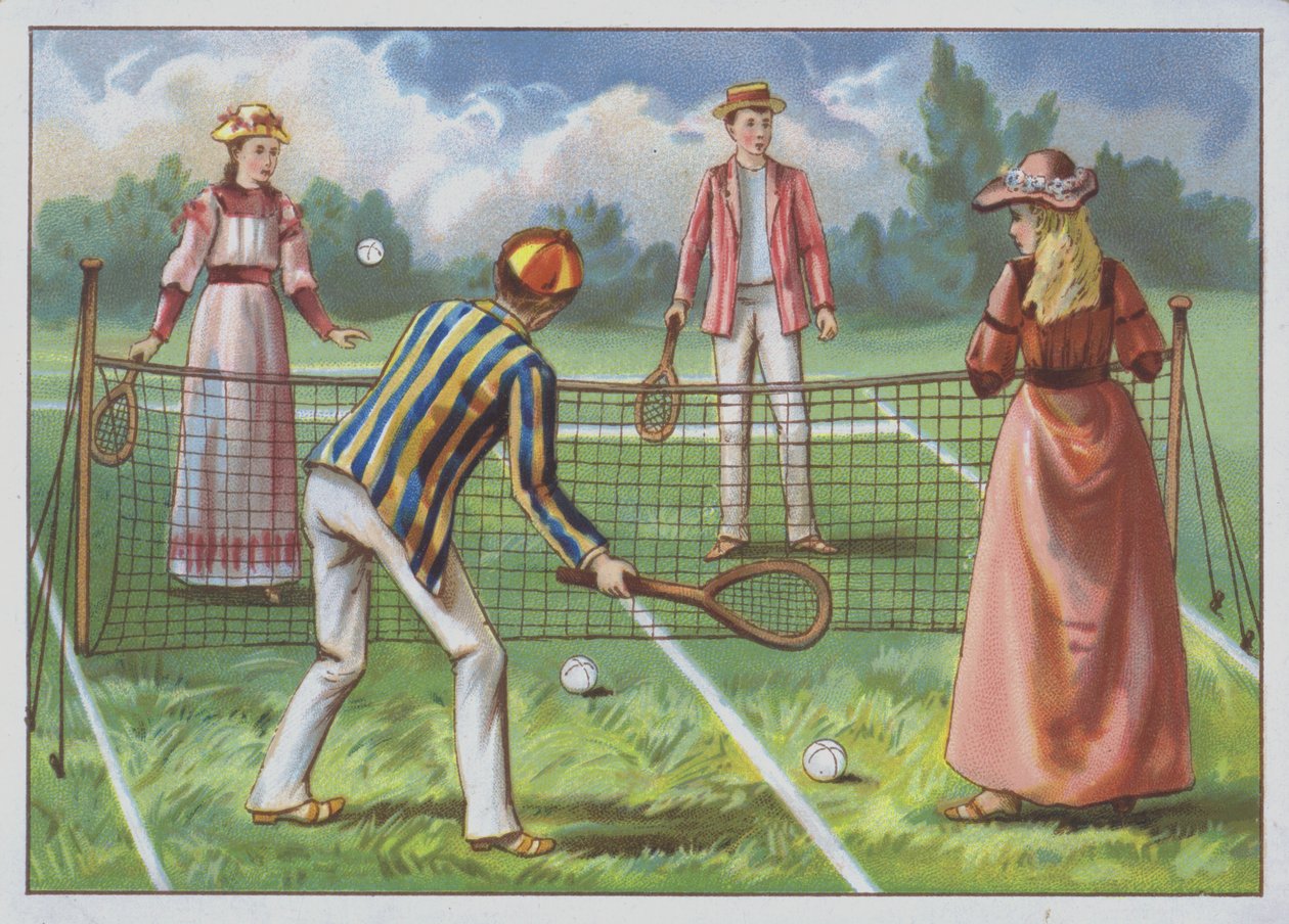 Ein Spiel Rasen-Tennis von European School