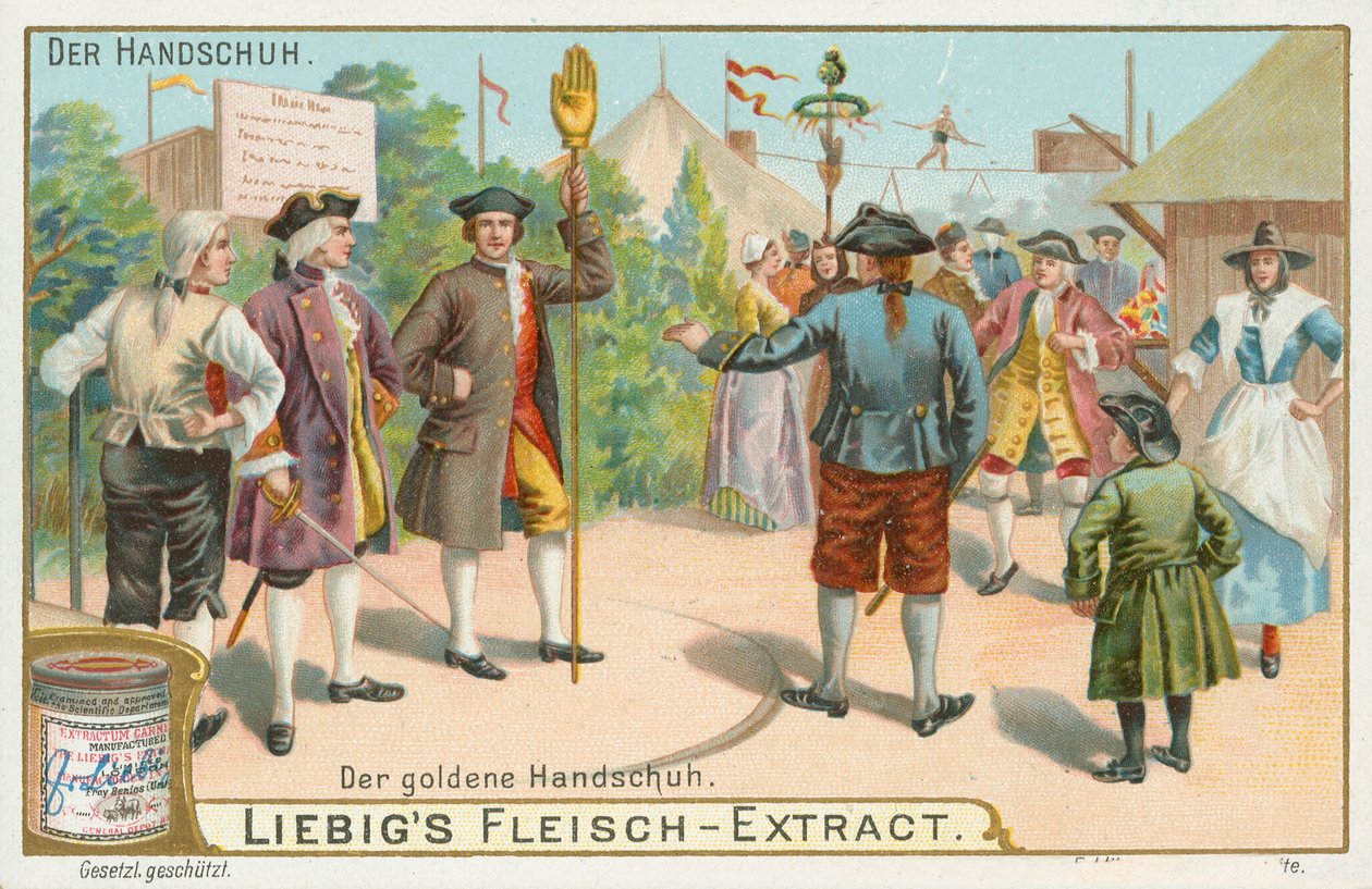 Handschuhe, Liebig-Karte, frühes 20. Jahrhundert von European School