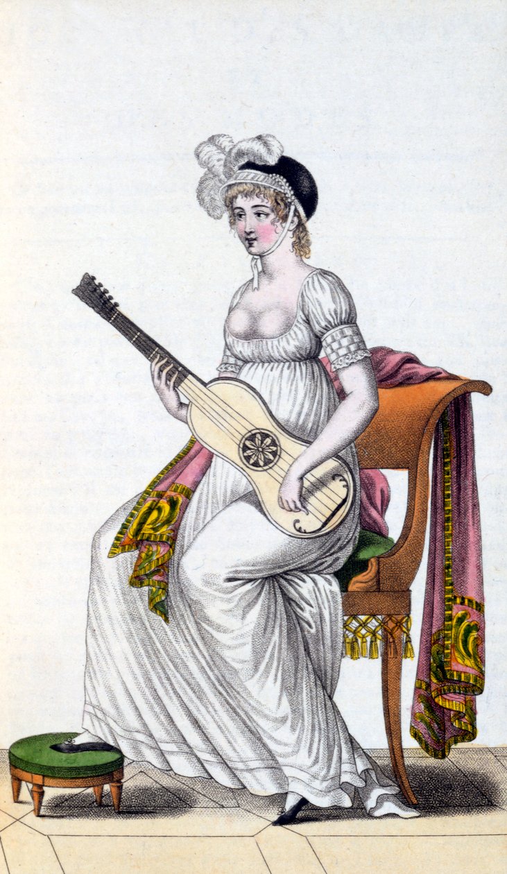 Frau mit Gitarre, spätes 18. Jahrhundert von European School