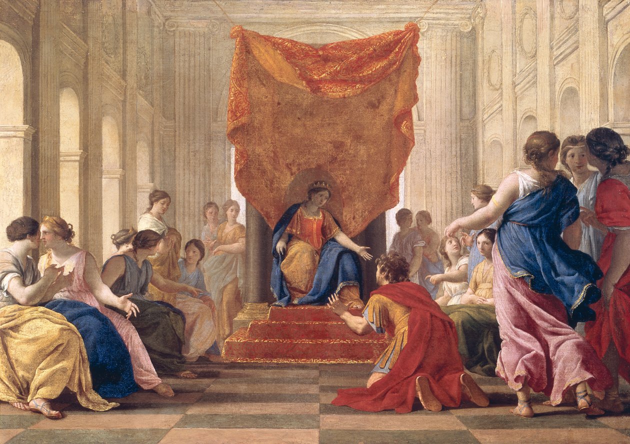 Poliphilus kniet vor Königin Eleuterylida, ca. 1643-44 von Eustache Le Sueur