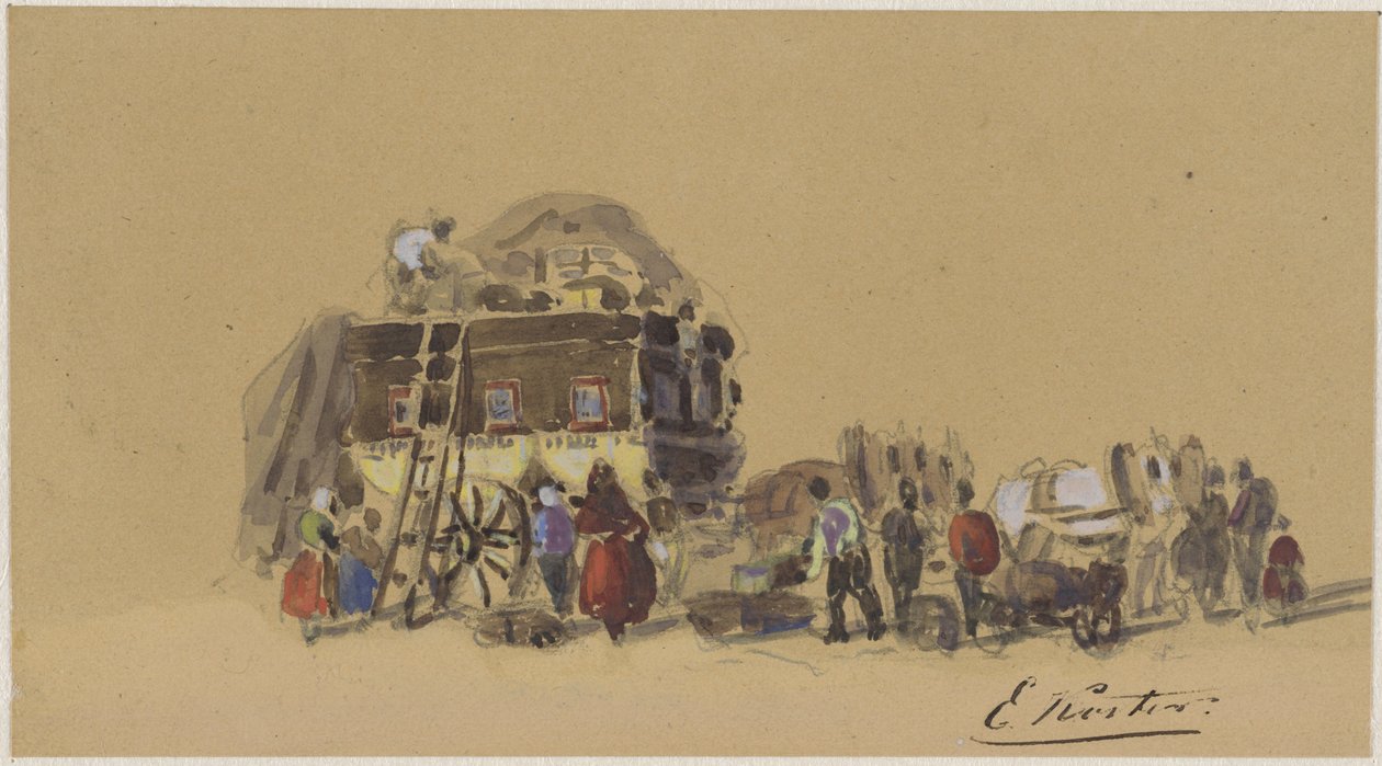 Das Beladen eines Reisewagens von Everhardus Koster