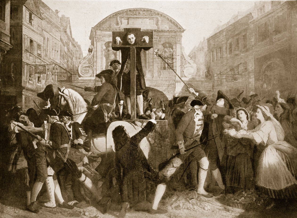 Daniel Defoe im Pranger, 31. Juli 1703, Illustration aus 