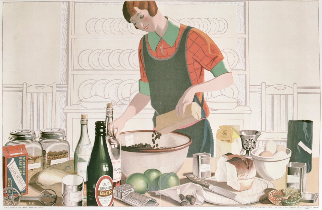 Der Weihnachts-Pudding, Poster 1928 von F.C. Harrison