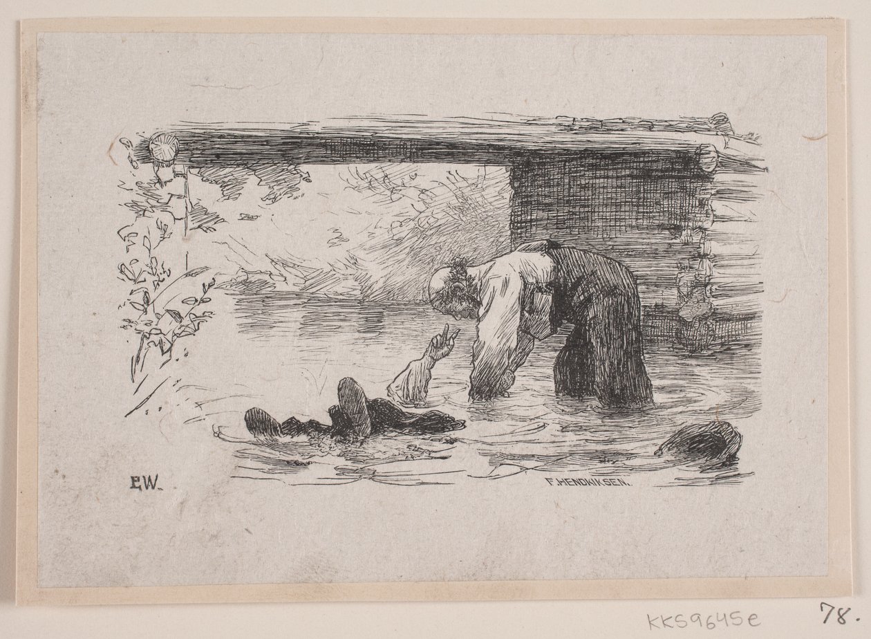 Illustration zu "Kjærringen mod strømmen" von F. Hendriksen
