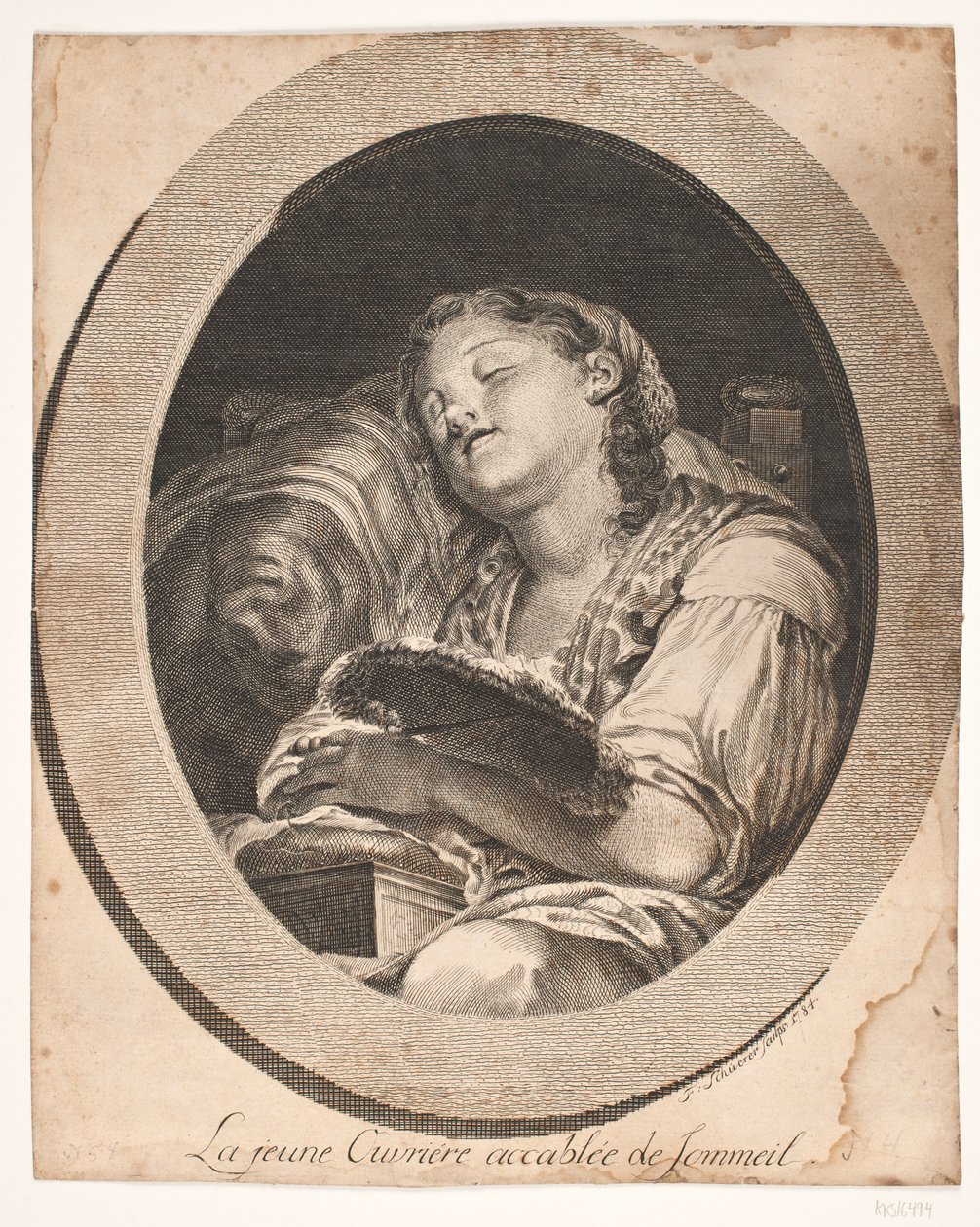 "La jeune Ouvrière accablée de Sommeil" von F. Schüerer