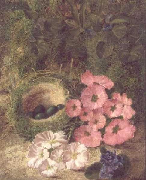 Frühling (Nest mit Hundsrosen) von Fanny Jane Bayfield