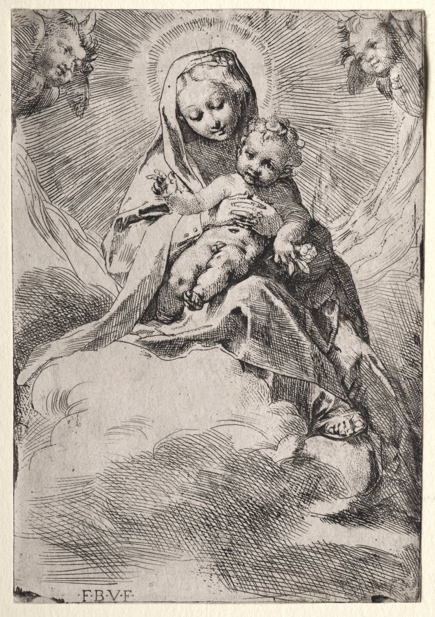 Madonna in den Wolken von Federico Barocci