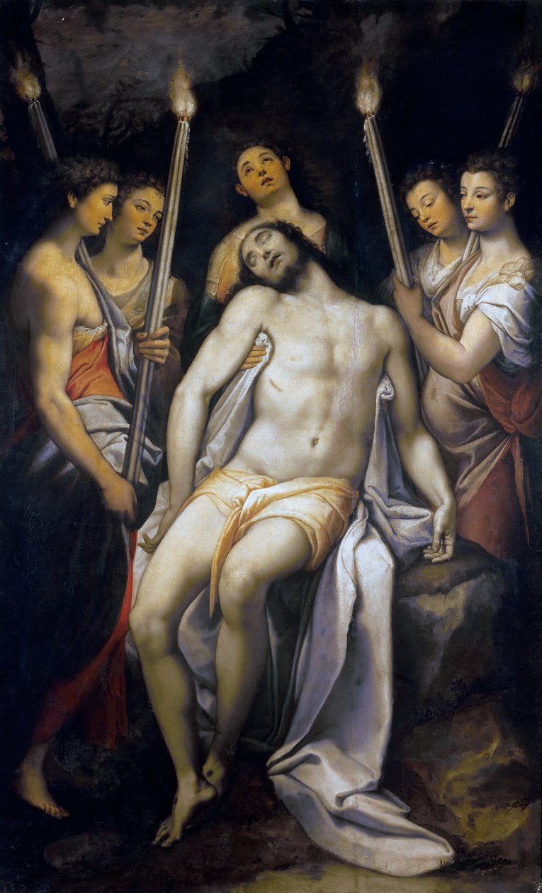 Toter Christus von Engeln gestützt, 1566-1568 von Federico Zuccari