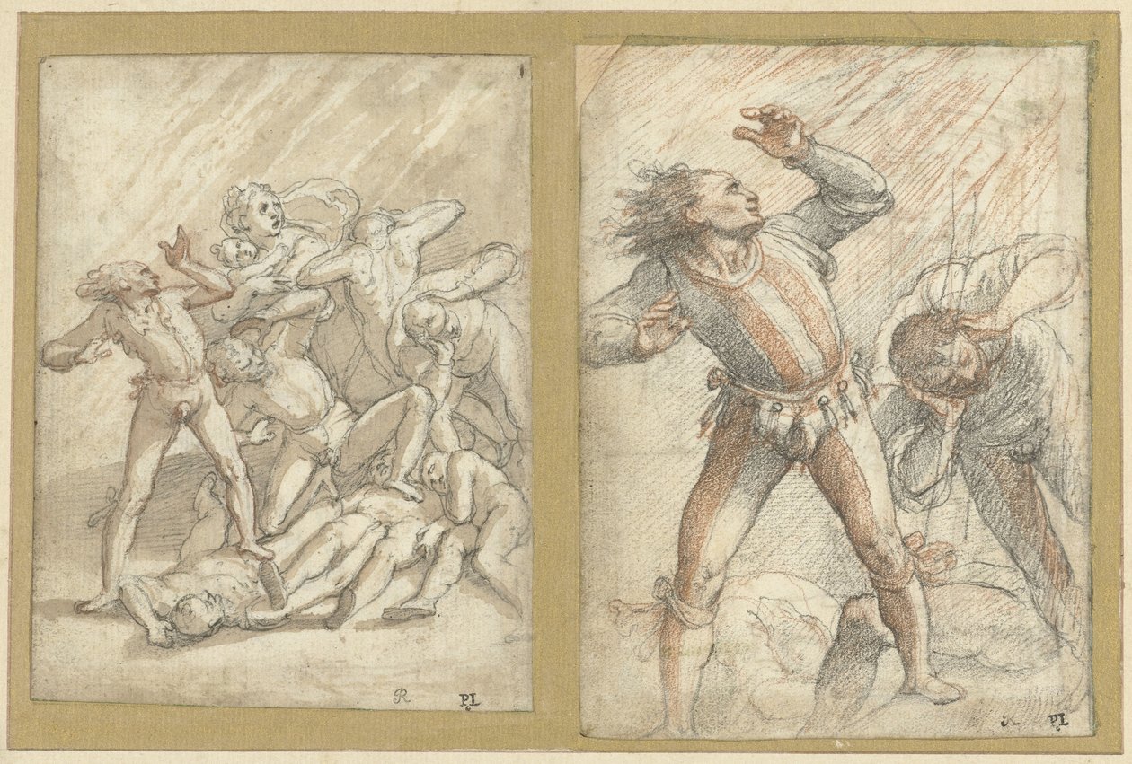 Zwei Skizzen von Verdammten von Federico Zuccaro