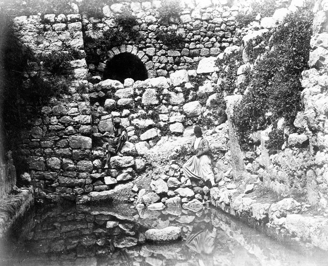 Teich von Siloah, Jerusalem, 1857 von Felice Beato