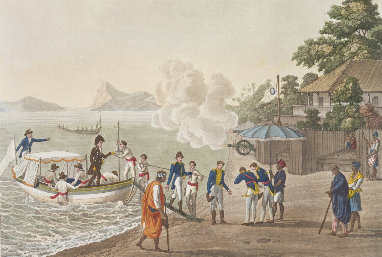 Erste Landung der Franzosen am portugiesischen Außenposten in Dille, Timor, Tafel 5 aus 