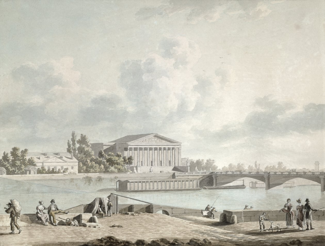 Die Pont de la Concorde und die Fassade des Corps Legislatif, ca. 1809 von Felice Marie Ferdinand Storelli