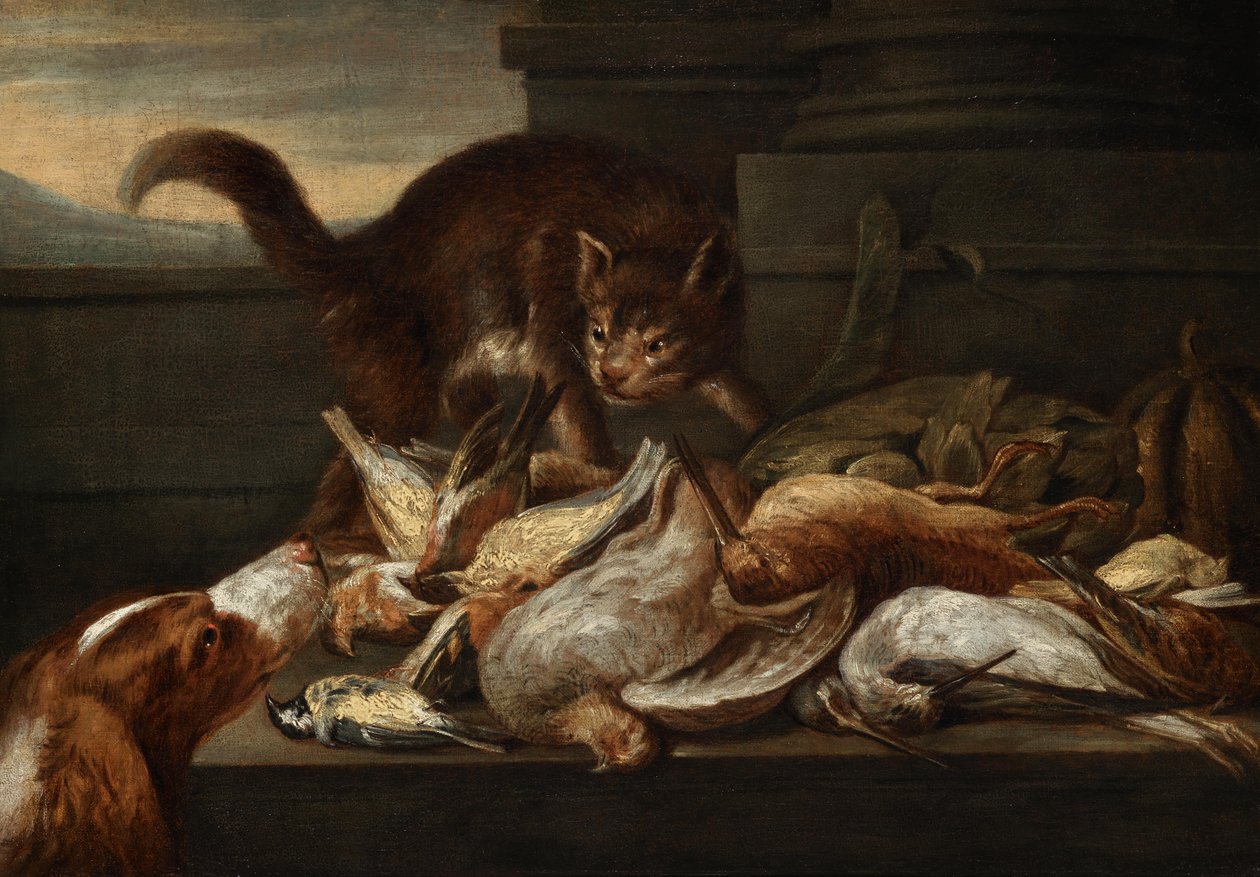 Jagdstillleben mit Katze von Felice Boselli