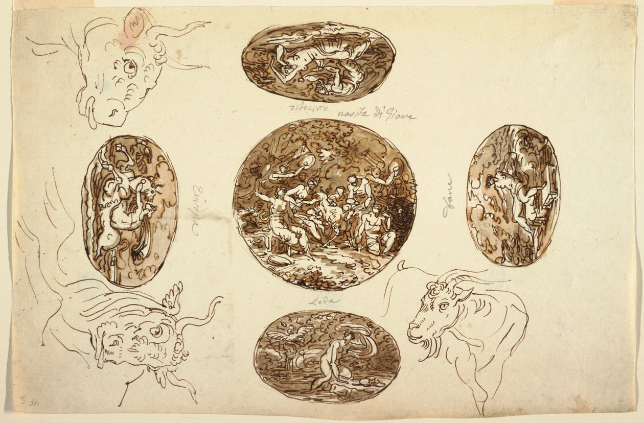 Taten des Jupiter, für eine Decke von Felice Giani