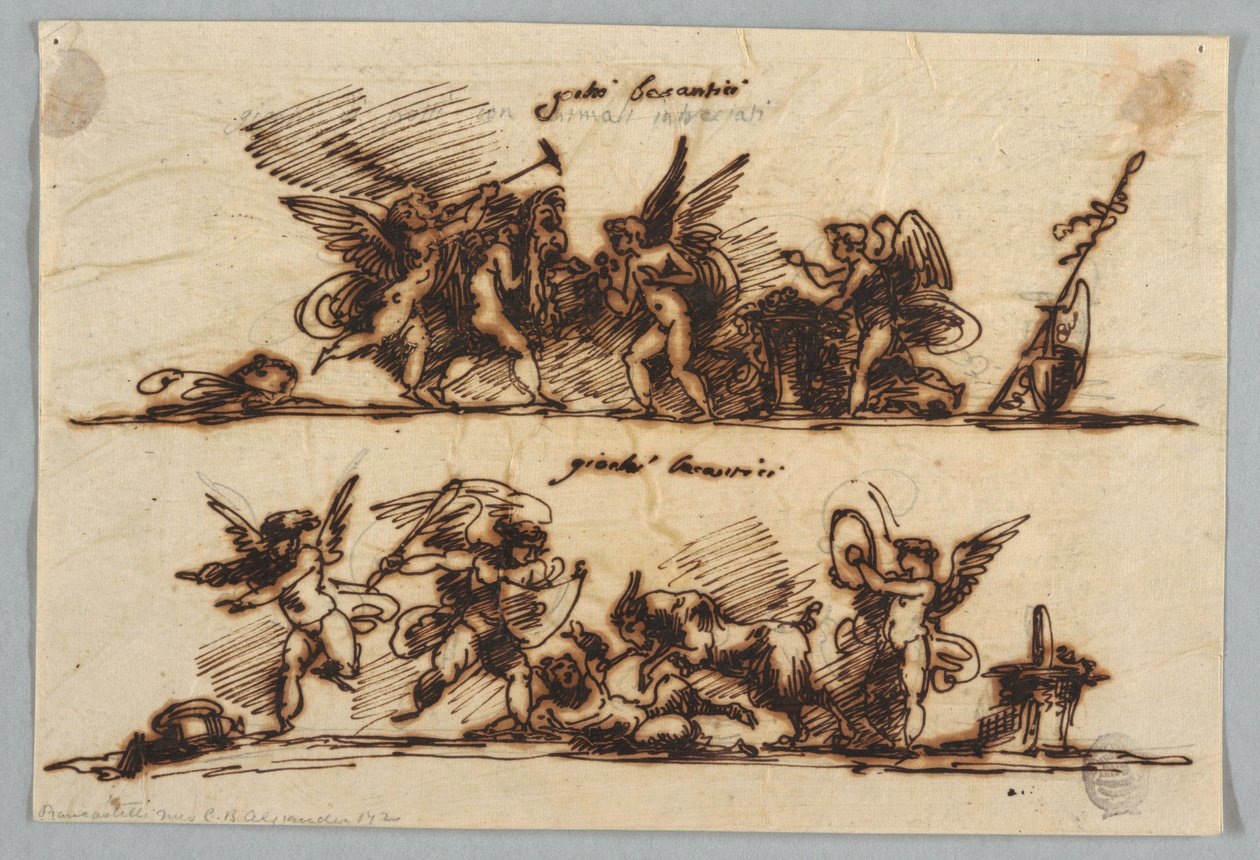 Entwurf für zwei Friese mit Putti von Felice Giani