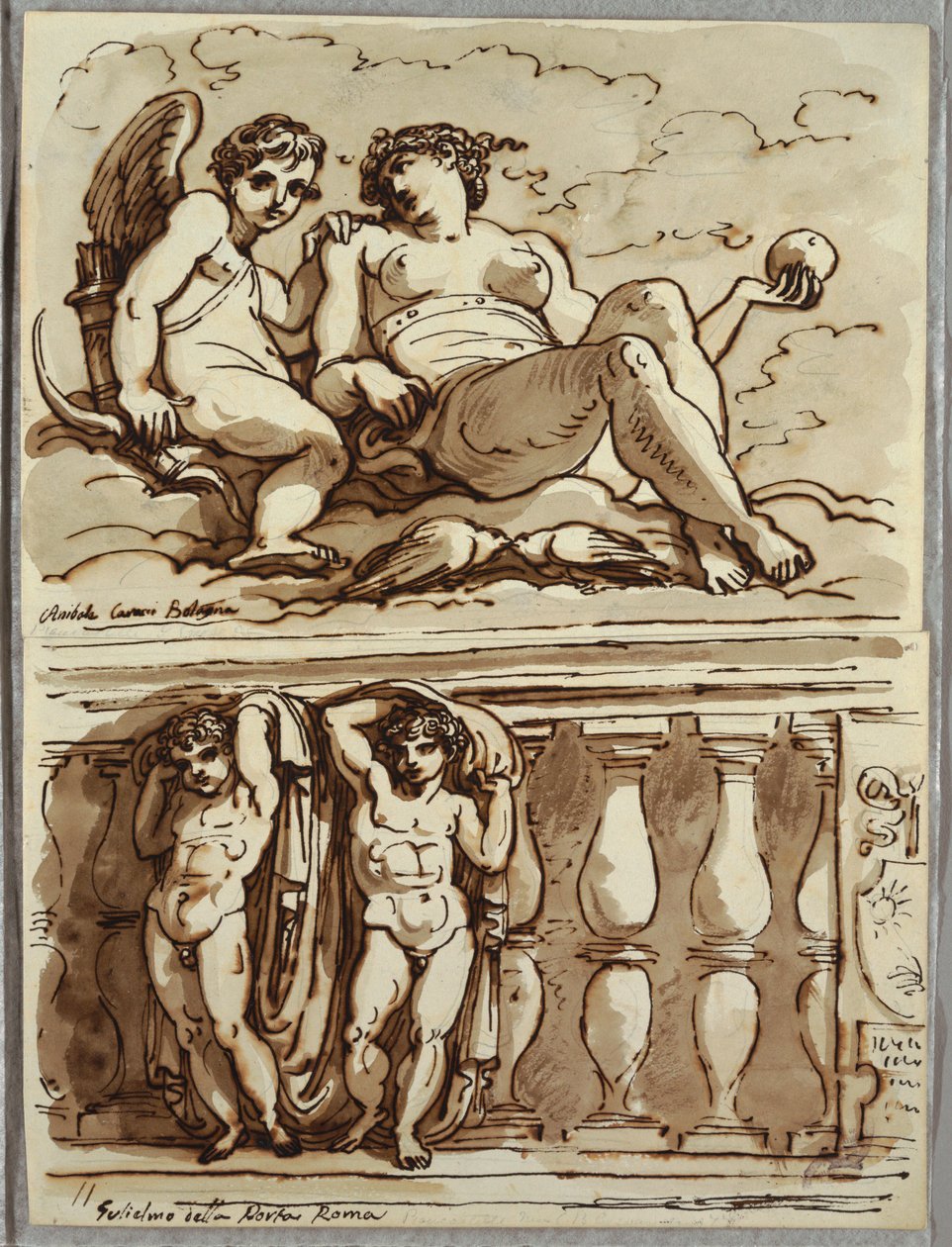 Venus und Amor, Studie nach Annibale Carracci von Felice Giani