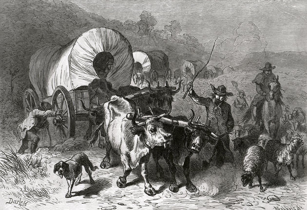 Auswanderung in das westliche Land, graviert von Bobbett von Felix Octavius Carr Darley