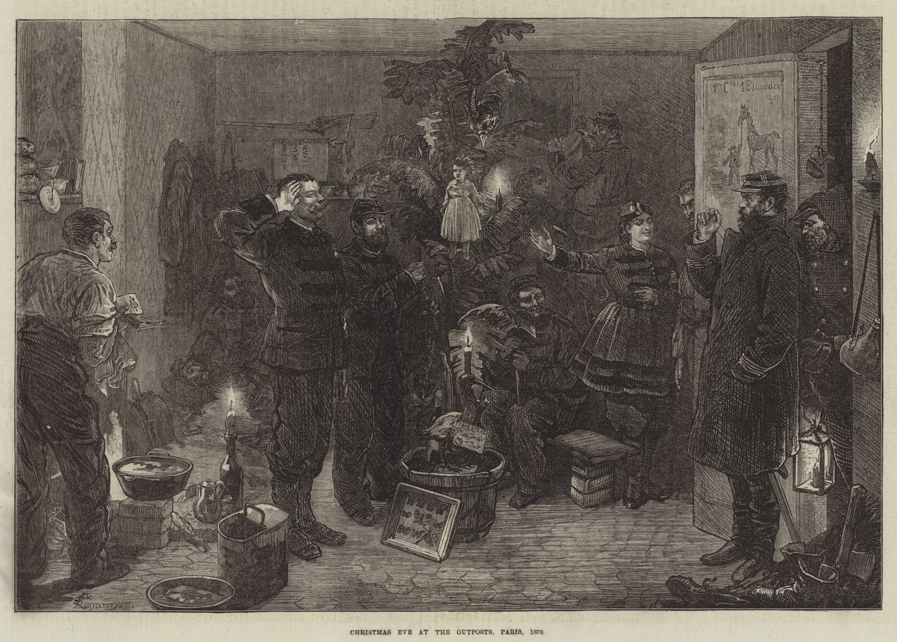 Heiligabend an den Außenposten, Paris, 1870 von Felix Regamey