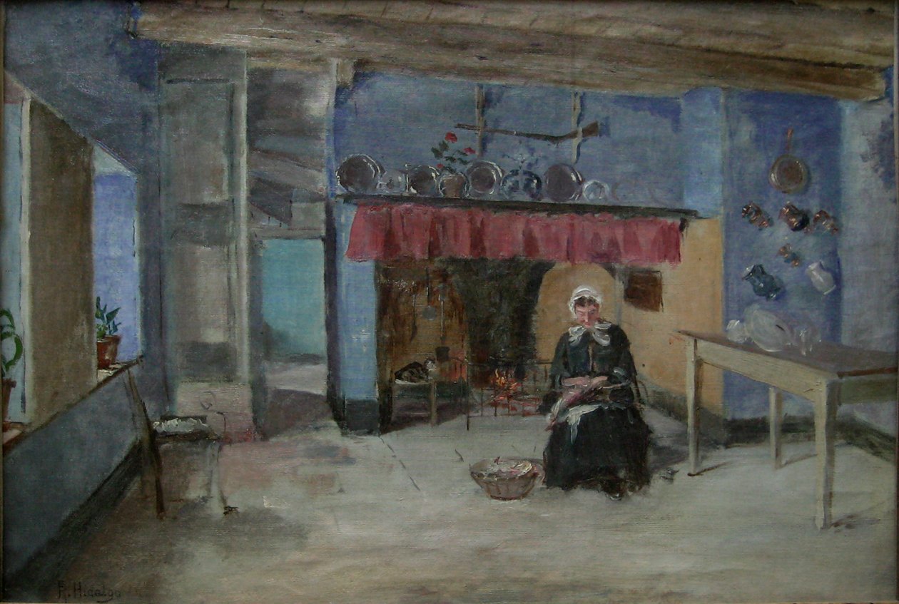 Innenraum eines Hauses von Felix Resurreccion Hidalgo