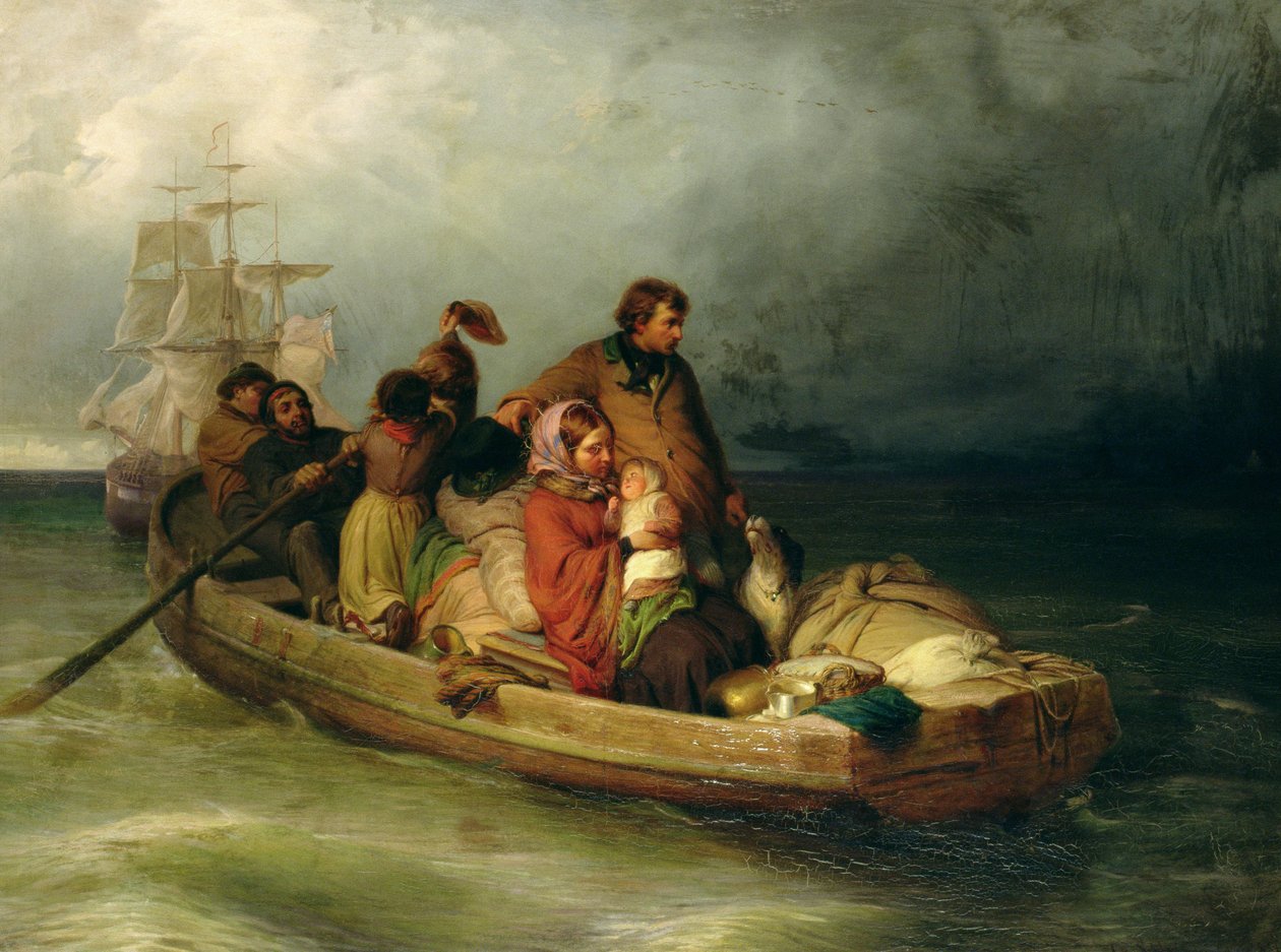 Auswanderer an Bord, 1851 von Felix Schlesinger