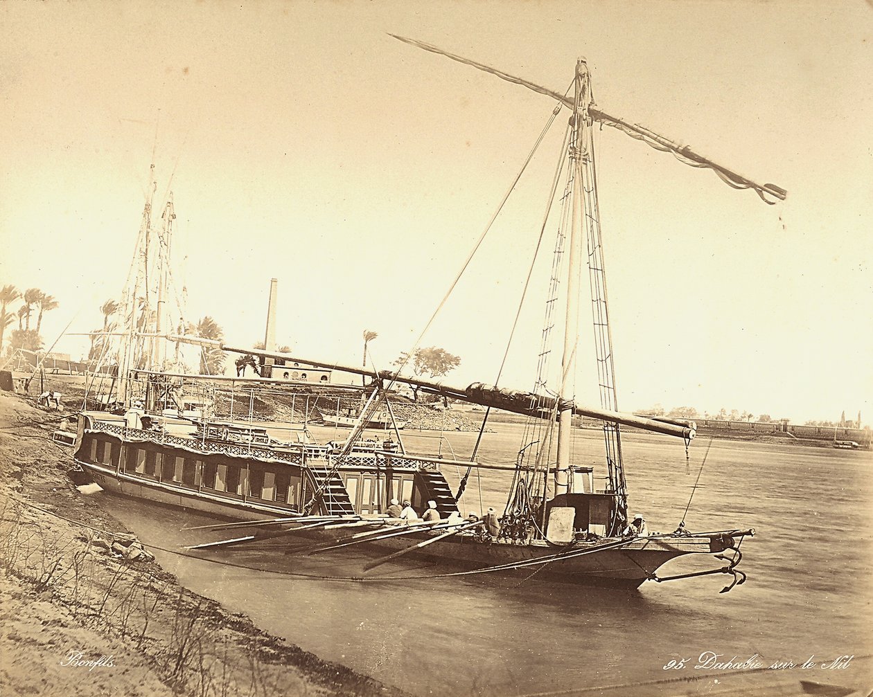 Ägyptisches Boot auf dem Nil, in Ägypten von Félix Bonfils