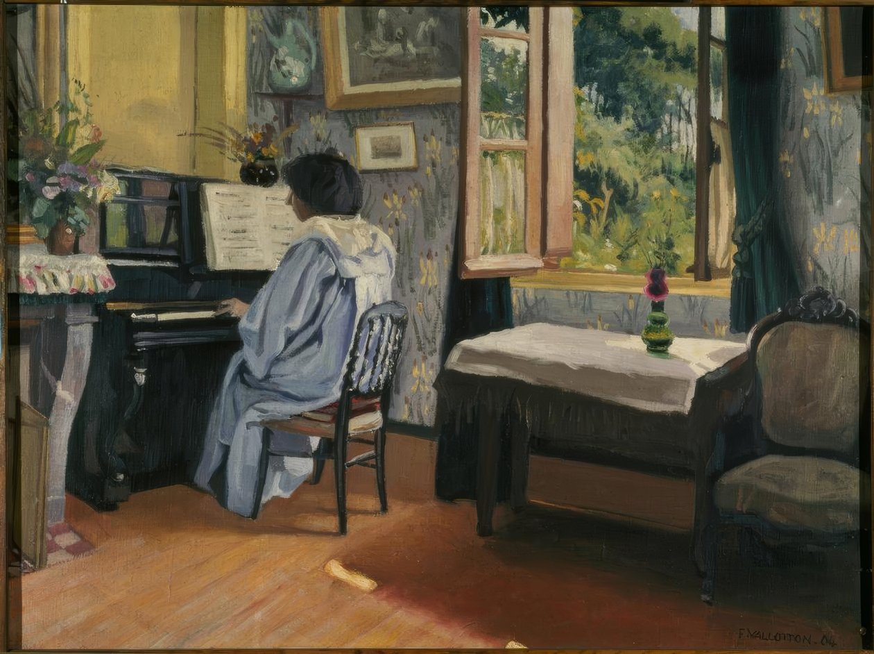 Dame am Klavier von Felix Edouard Vallotton
