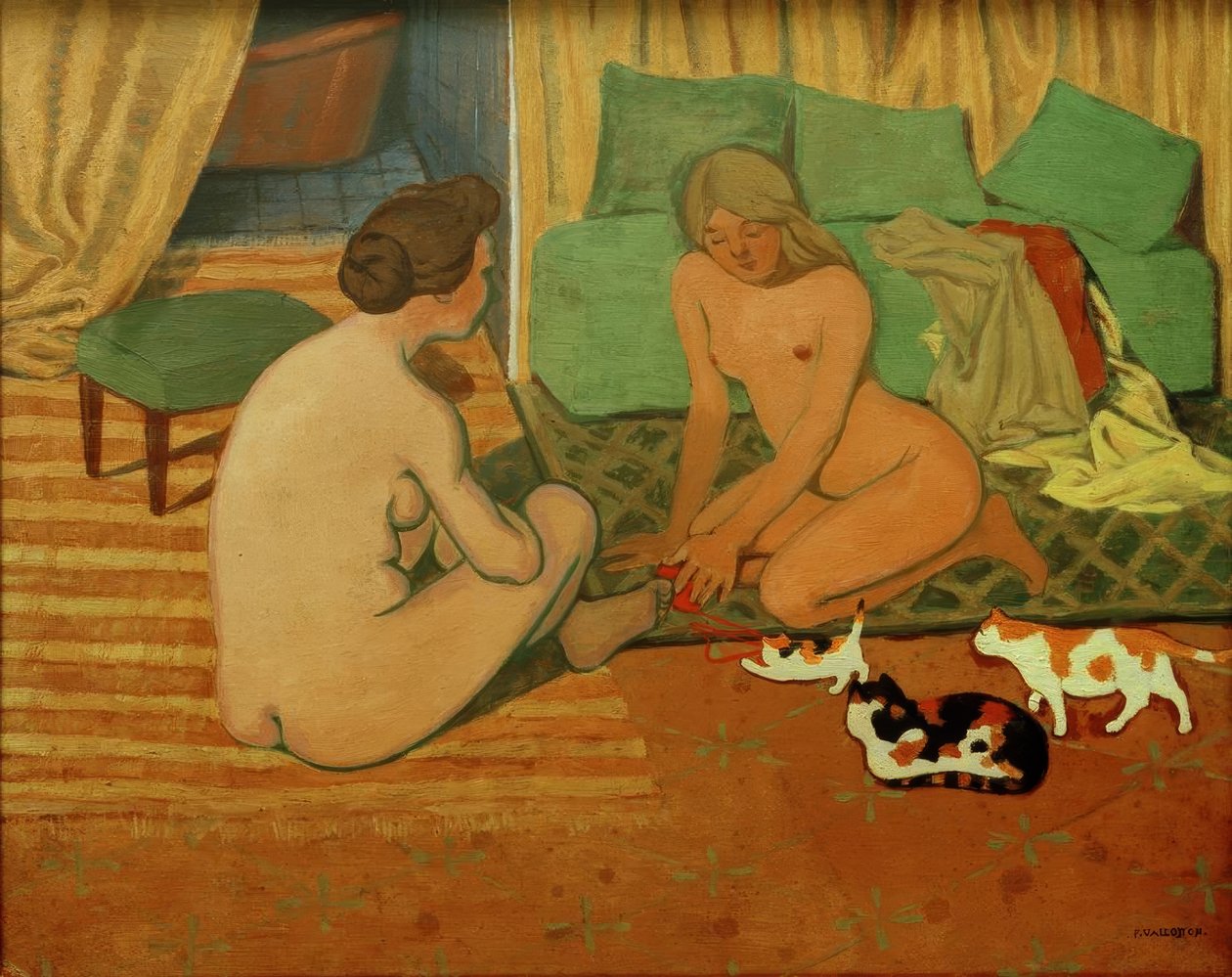 Nackte Frauen mit Katzen von Felix Edouard Vallotton