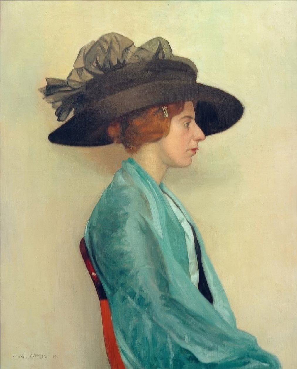 Junge Frau mit schwarzem Hut von Felix Edouard Vallotton