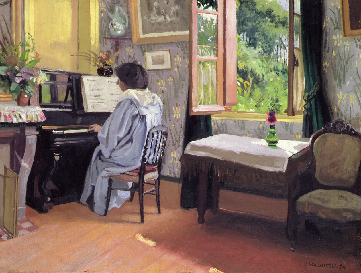 Dame am Klavier von Felix Edouard Vallotton