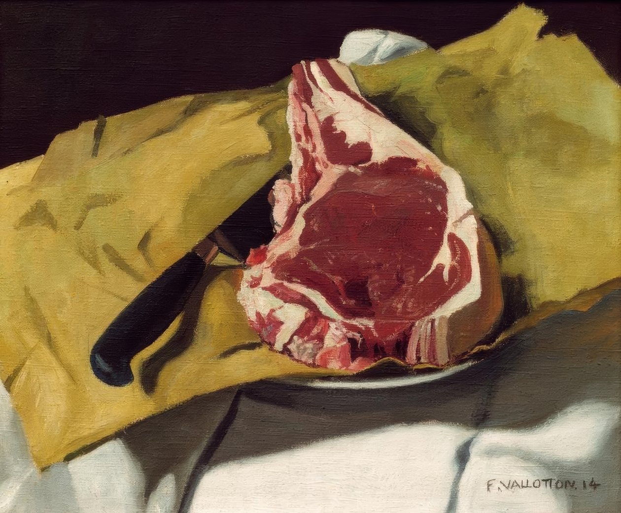 Ein Entrecote auf gelbem Papier von Felix Edouard Vallotton