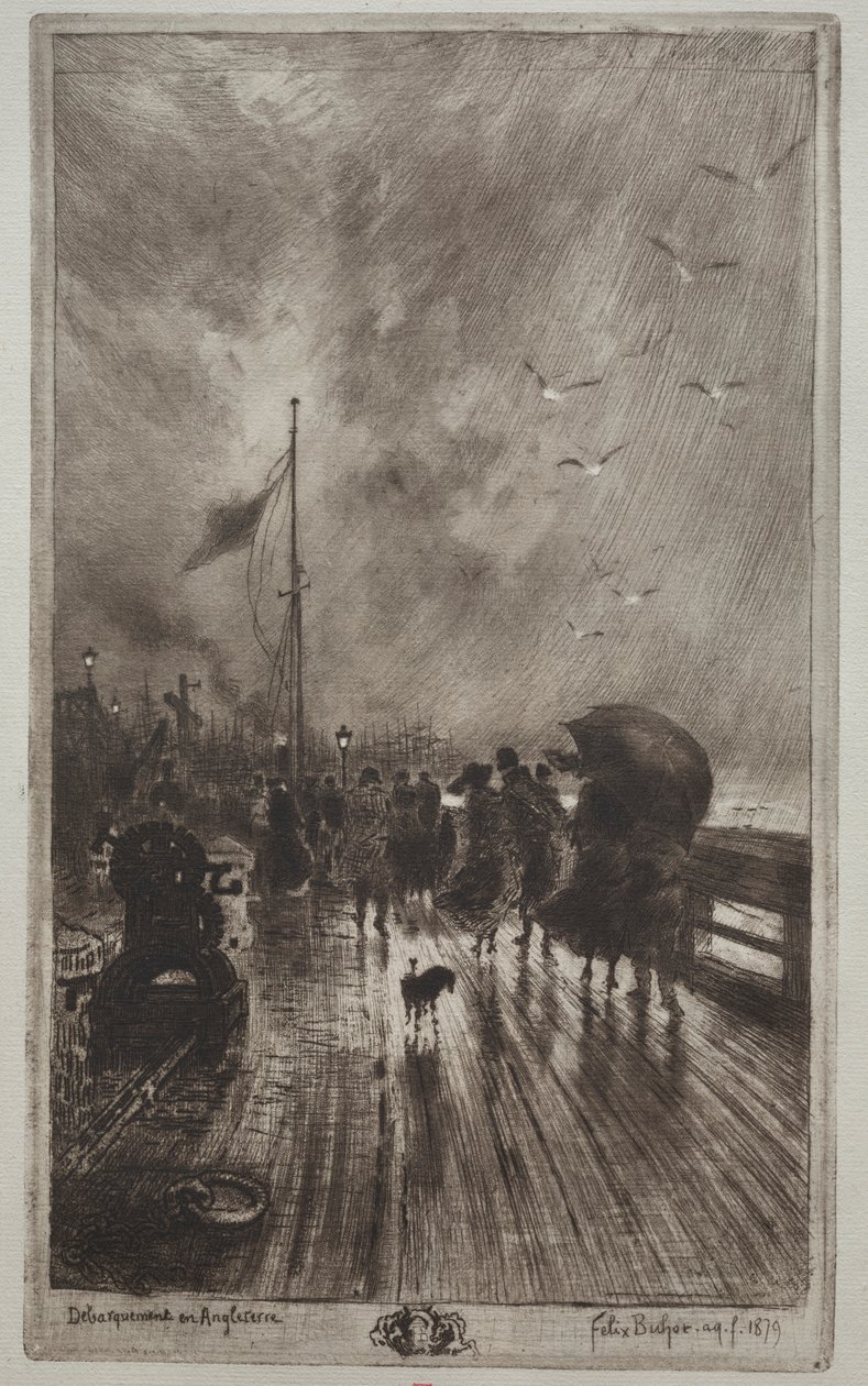 Landung in England, 1879 von Felix Hilaire Buhot