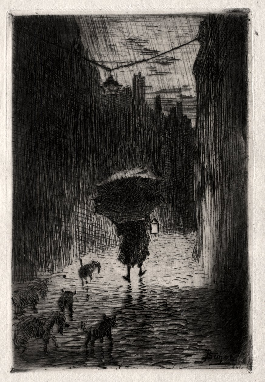 Regen und Regenschirm von Felix Hilaire Buhot