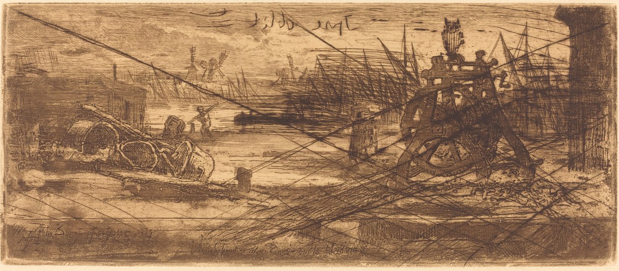 Eine alte Werft in Rochester von Felix Hilaire Buhot