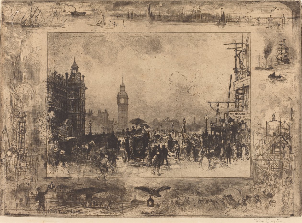 Westminster Bridge, 1884 von Felix Hilaire Buhot