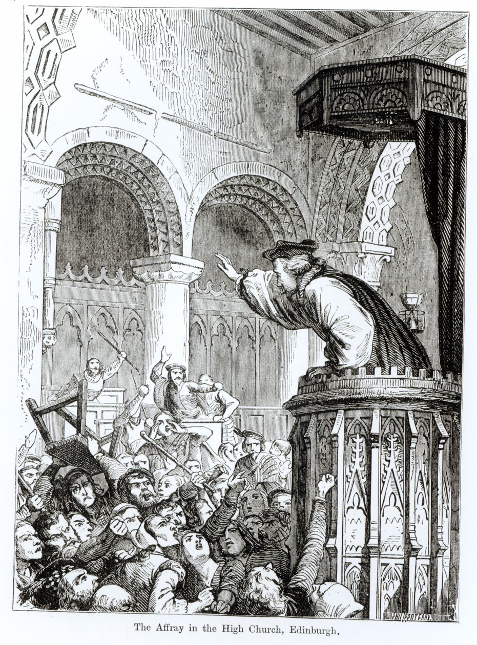 Der Tumult in der High Church, Edinburgh von Felix Philippoteaux