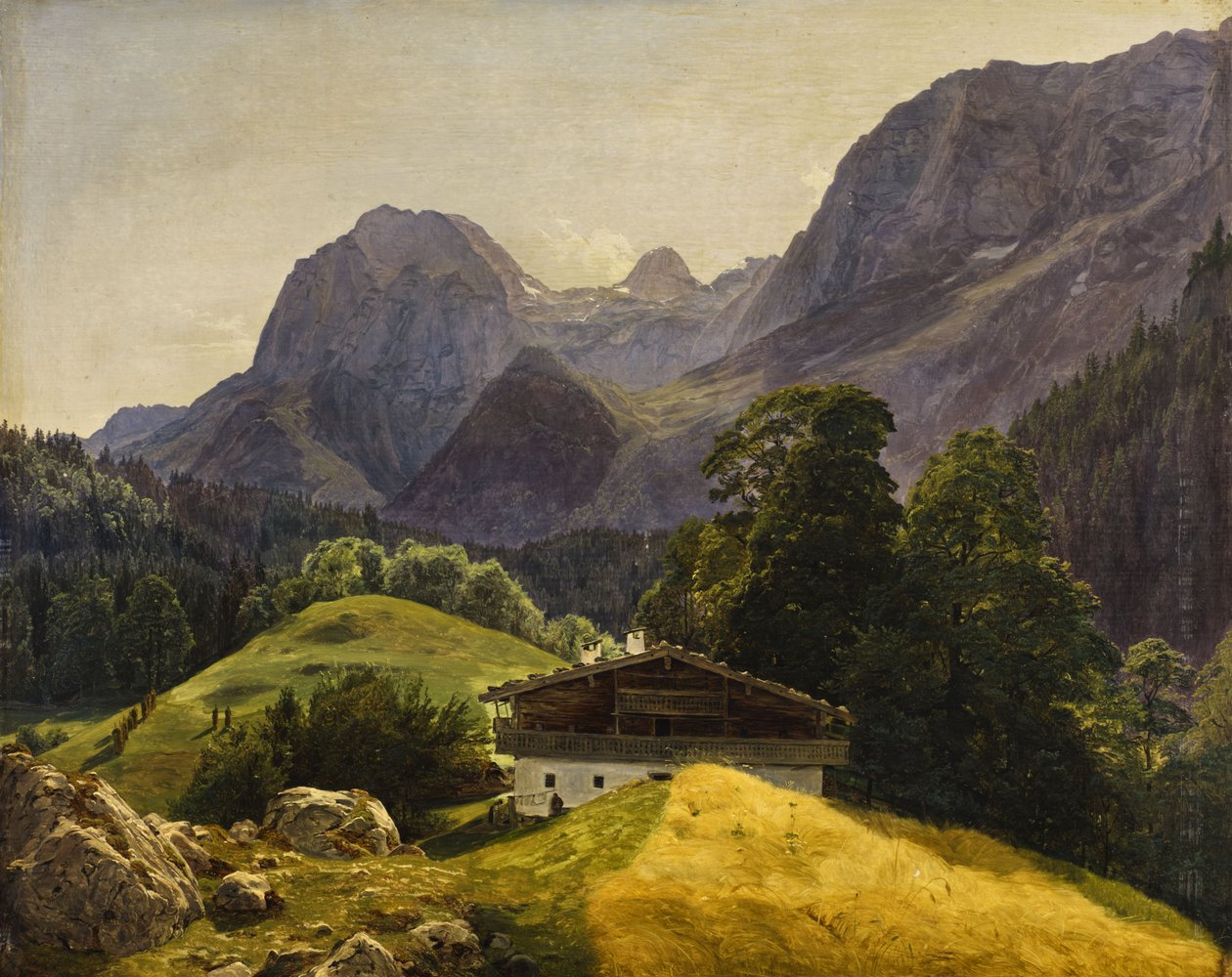 Der Taubensee mit dem Steinberg in der Ramsau bei Berchtesgaden, Blick zur Reiteralpe von Ferdinand Georg Waldmuller