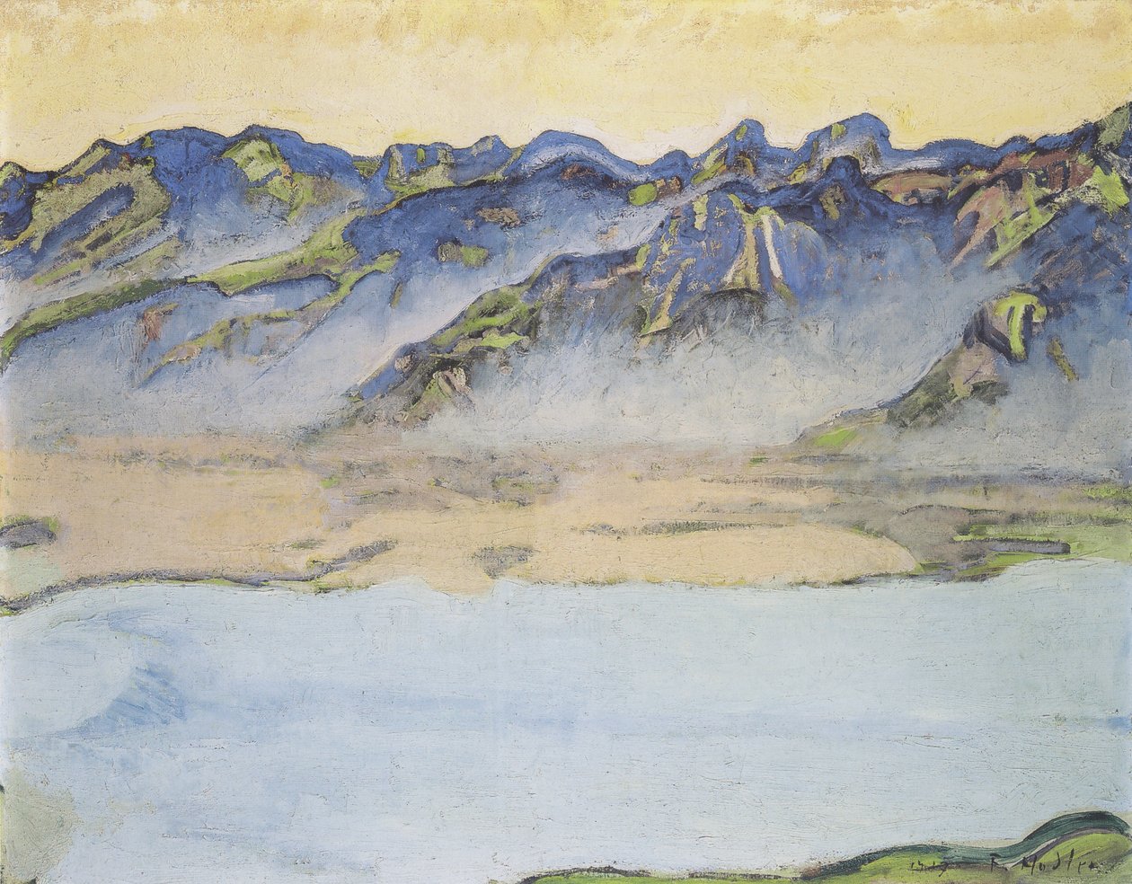 Aufsteigender Nebel über den Savoyer Alpen von Ferdinand Hodler