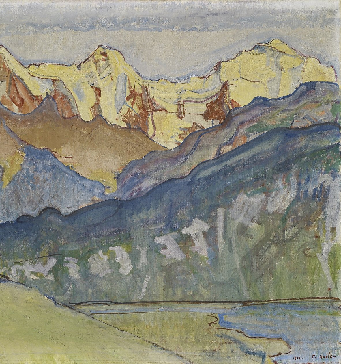 Eiger, Mönch und Jungfrau von Beatenberg aus von Ferdinand Hodler