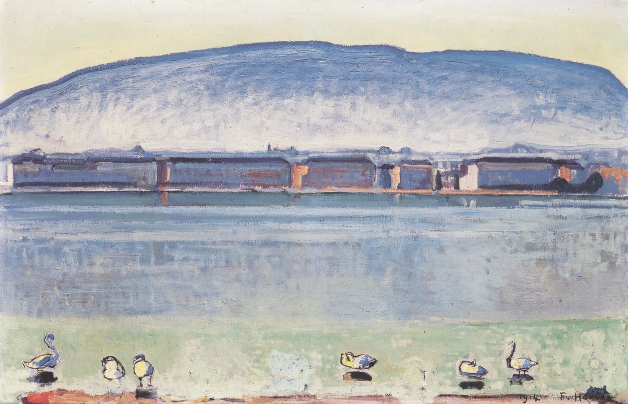 Genfersee mit sechs Schwänen von Ferdinand Hodler