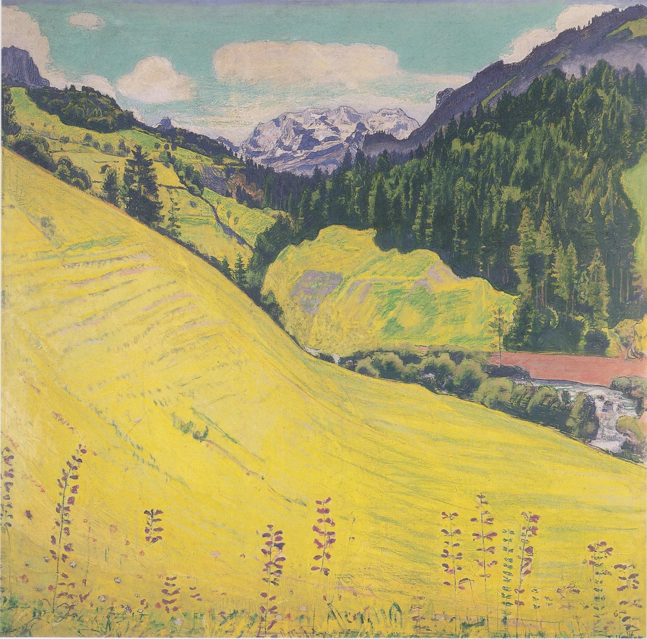 Kiental mit Blüemlisalp von Ferdinand Hodler