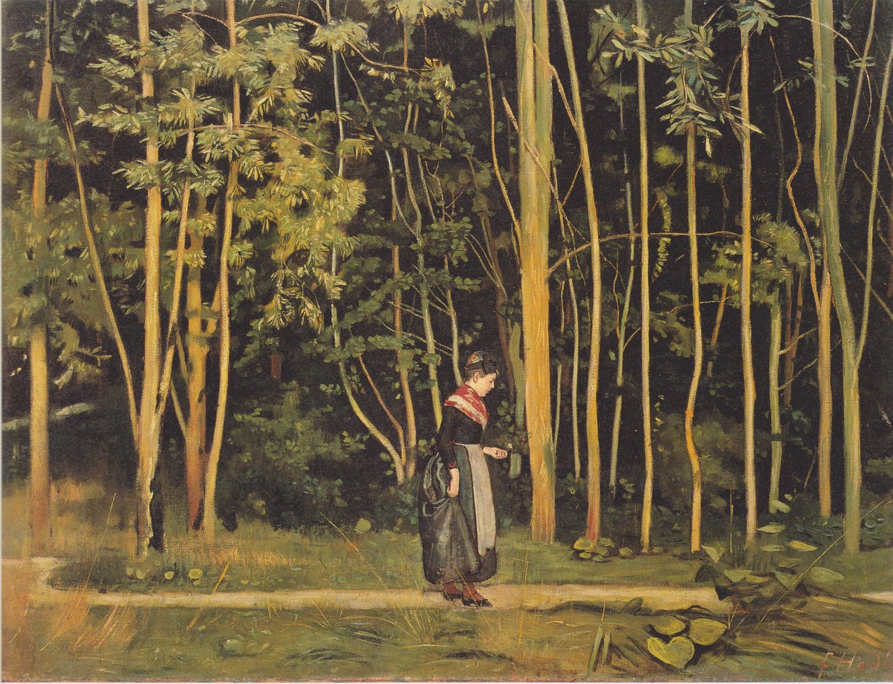 Spaziergängerin am Waldrand von Ferdinand Hodler